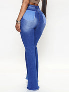 Wide Leg Raw Hem Jeans - Guy Christopher 