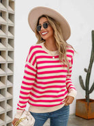 Striped Drop Shoulder Knit Top - Guy Christopher 