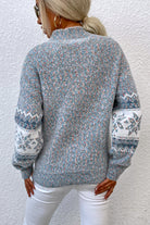 Snowflake Pattern Mock Neck Sweater - Guy Christopher 