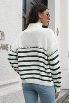 Striped Turtleneck Drop Shoulder Sweater - Guy Christopher 