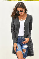 V-Neck Long Sleeve Cardigan with Pocket - Guy Christopher 