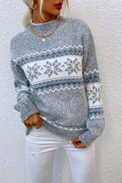 Snowflake Pattern Mock Neck Sweater - Guy Christopher 