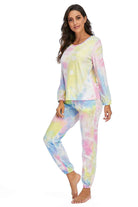 Tie-Dye Top and Drawstring Pants Lounge Set - Guy Christopher 