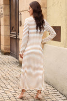 Striped V-Neck Maxi Dress - Guy Christopher 