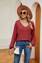 V-Neck Long Sleeve Top - Guy Christopher 