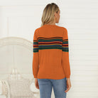 Striped Round Neck Long Sleeve Sweater - Guy Christopher 