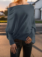 Texture Round Neck Long Sleeve Sweater - Guy Christopher 