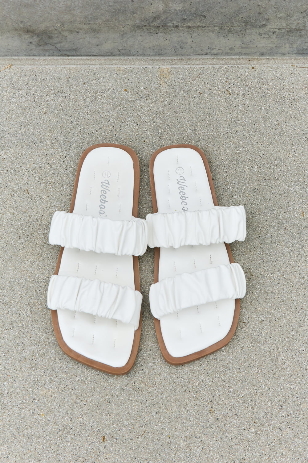 Weeboo Double Strap Scrunch Sandal in White - Guy Christopher 