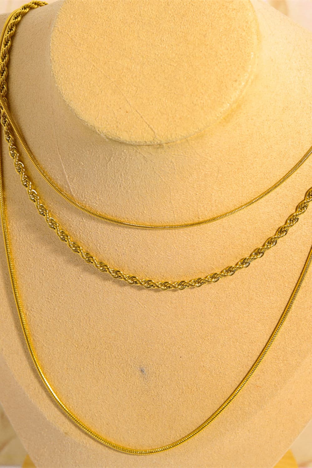 Stainless Steel 18K Gold Pleated Triple Layer Necklace - Guy Christopher 