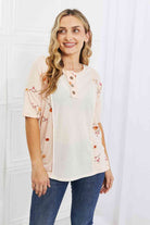 BOMBOM She's Blossoming Floral Contrast Knit Top in Blush - Guy Christopher 