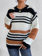 Striped Round Neck Sweater - Guy Christopher 