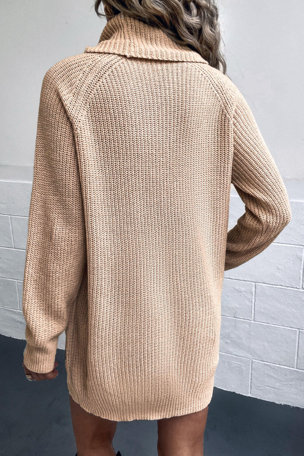 Turtleneck Sweater Dress with Pockets - Guy Christopher 