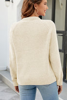 Waffle-Knit Round Neck Reglan Sleeve Sweater - Guy Christopher 