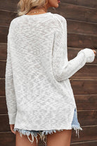 V-Neck Slit Knit Top - Guy Christopher 