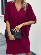 V-Neck Half Sleeve Dress - Guy Christopher 