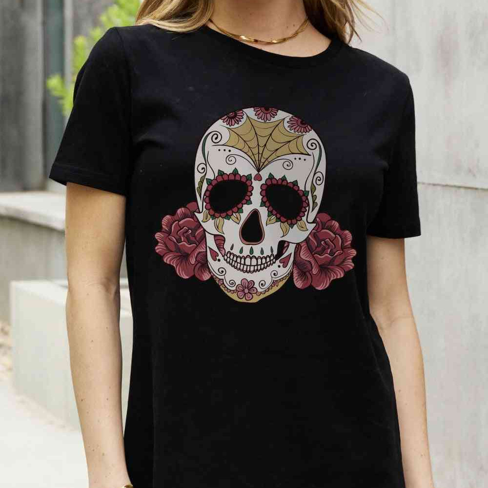 Simply Love Full Size Skull Graphic Cotton Tee - Guy Christopher 
