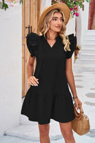 Tie Neck Ruffle Hem Dress - Guy Christopher 