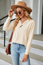 V-Neck Long Sleeve Blouse - Guy Christopher 