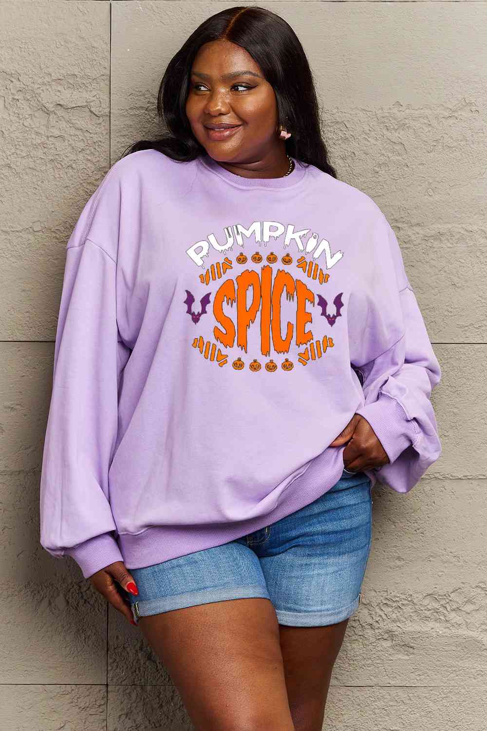Simply Love Full Size PUMPKIN SPICE Graphic Sweatshirt - Guy Christopher 