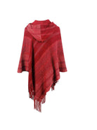 Striped Fringe Hem Hooded Poncho - Guy Christopher 