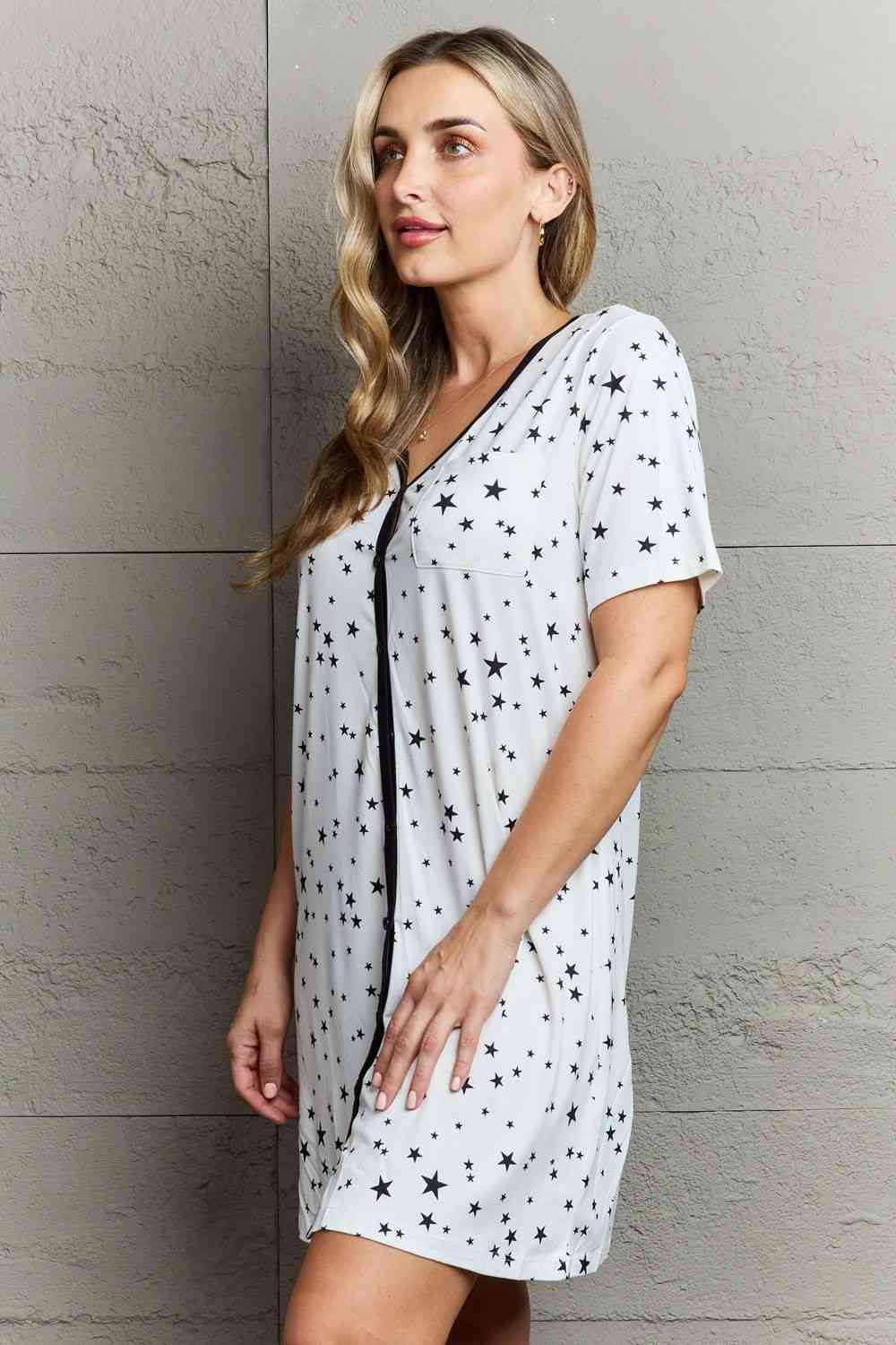 MOON NITE Quilted Quivers Button Down Sleepwear Dress - Guy Christopher 