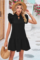 Tie Neck Ruffle Hem Dress - Guy Christopher 