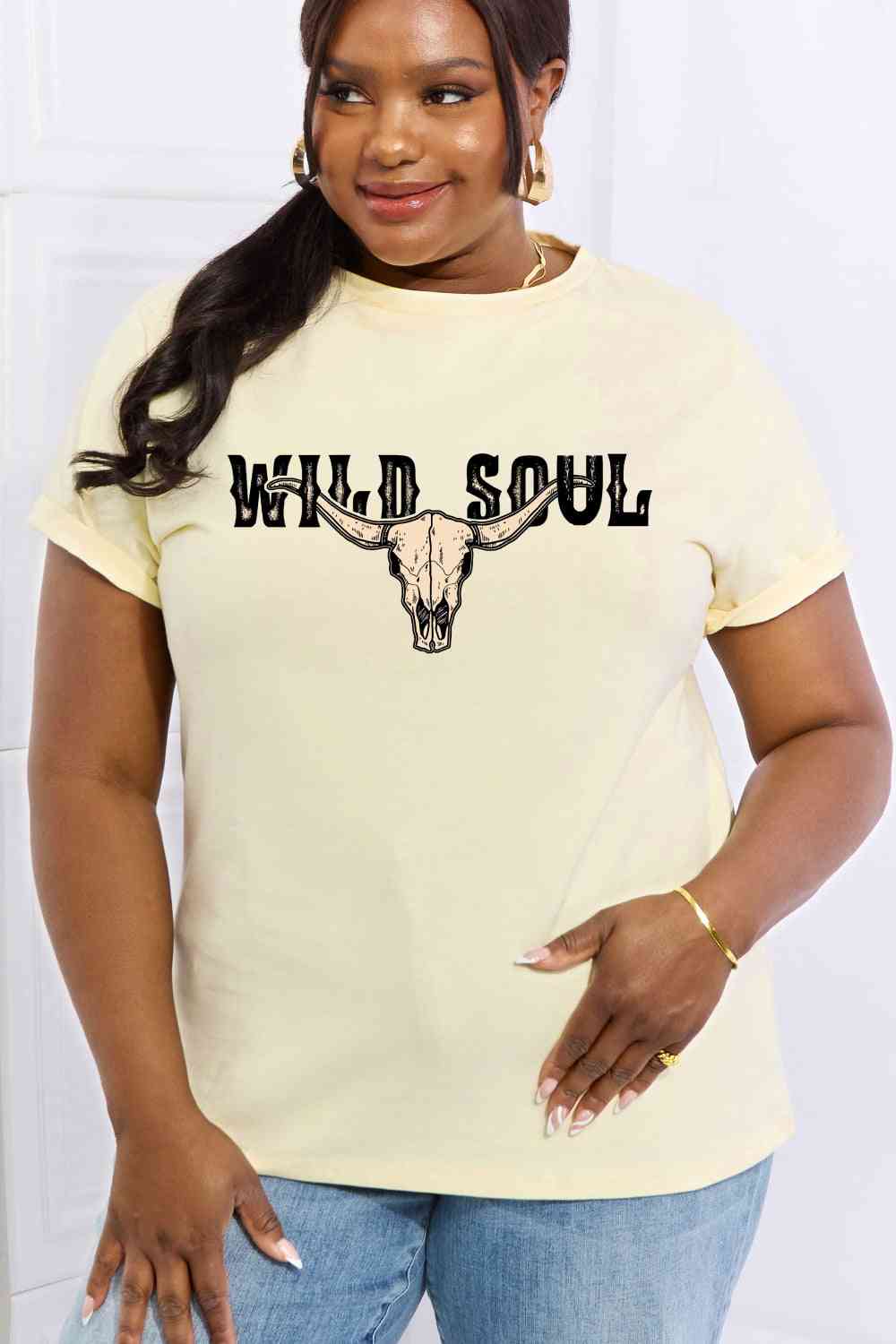 Simply Love Full Size WILD SOUL Graphic Cotton Tee - Guy Christopher 