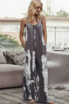 Tie-Dye Spaghetti Strap Jumpsuit with Pockets - Guy Christopher 