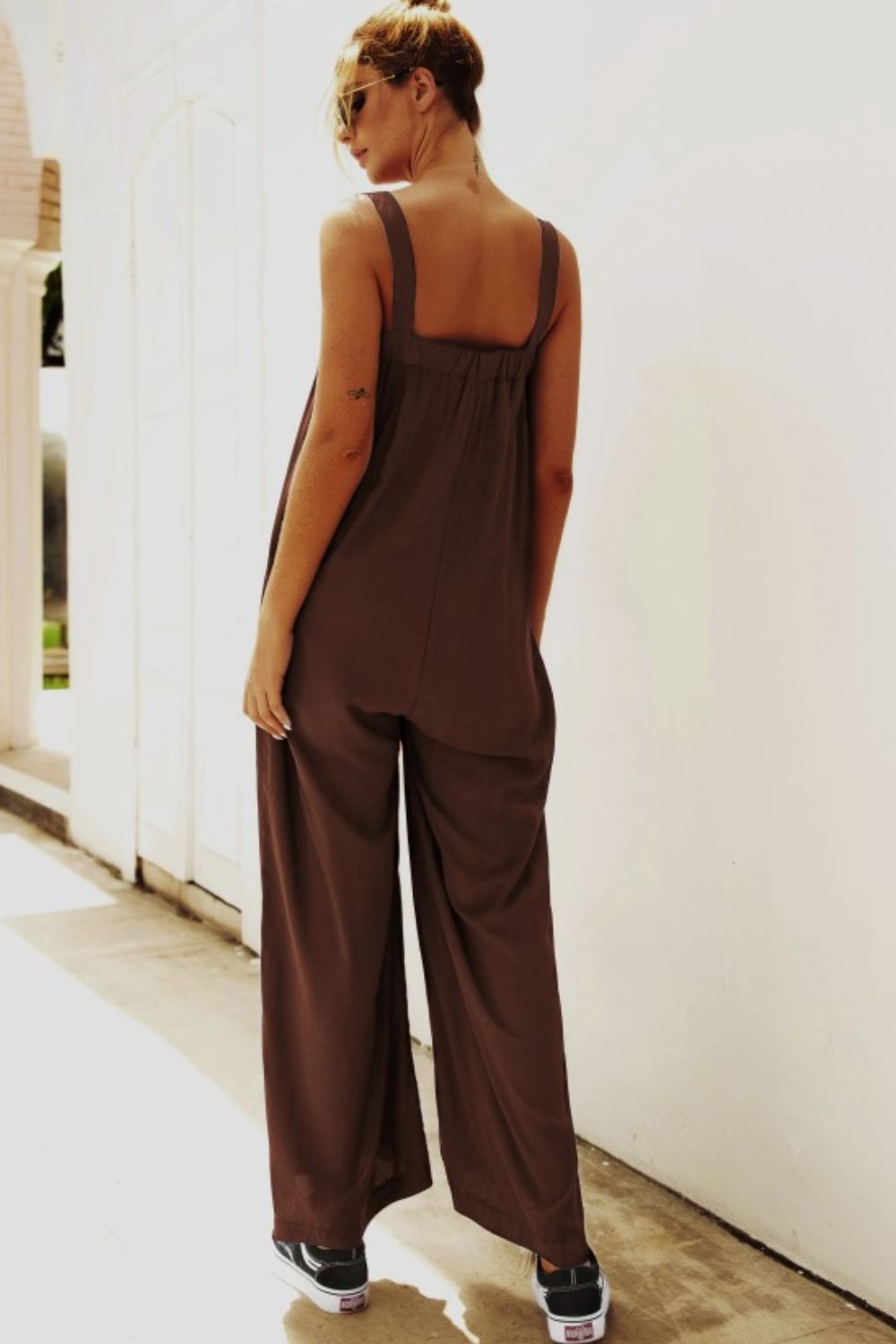 Wide Strap Wide Leg Jumpsuit - Guy Christopher 