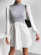 Turtleneck Puff Sleeve Mini Dress - Guy Christopher 