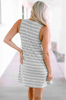 Striped Round Neck Sleeveless Mini Dress - Guy Christopher 