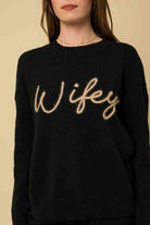 Gilli Full Size WIFEY Graphic Pullover Sweater - Guy Christopher 