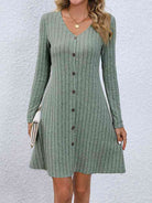 V-Neck Long Sleeve Mini Dress - Guy Christopher 