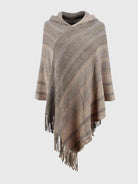 Striped Fringe Hem Hooded Poncho - Guy Christopher 