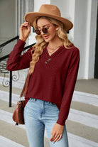 V-Neck Long Sleeve Blouse - Guy Christopher 