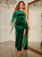 Plus Size One-Shoulder Twisted Split Dress - Guy Christopher 