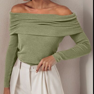 Off-Shoulder Long Sleeve Sweater