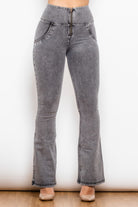 Zip Detail Flare Long Jeans - Guy Christopher 