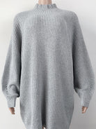 Mock Neck Dropped Shoulder Sweater Dress - Guy Christopher 