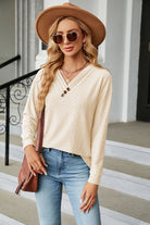 V-Neck Long Sleeve Blouse - Guy Christopher 