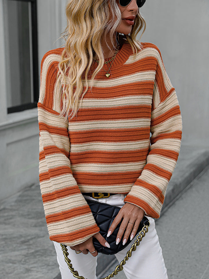 Striped Dropped Shoulder Sweater - Guy Christopher 