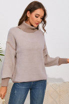 Turtle Neck Dropped Shoulder Sweater - Guy Christopher 