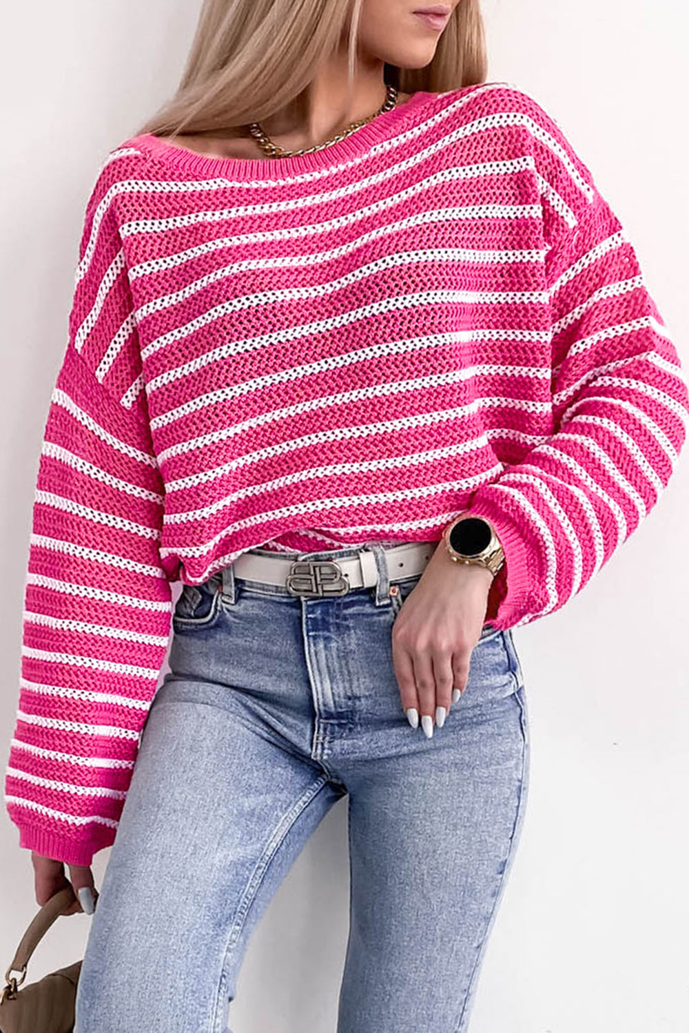 Striped Drop Shoulder Sweater - Guy Christopher 