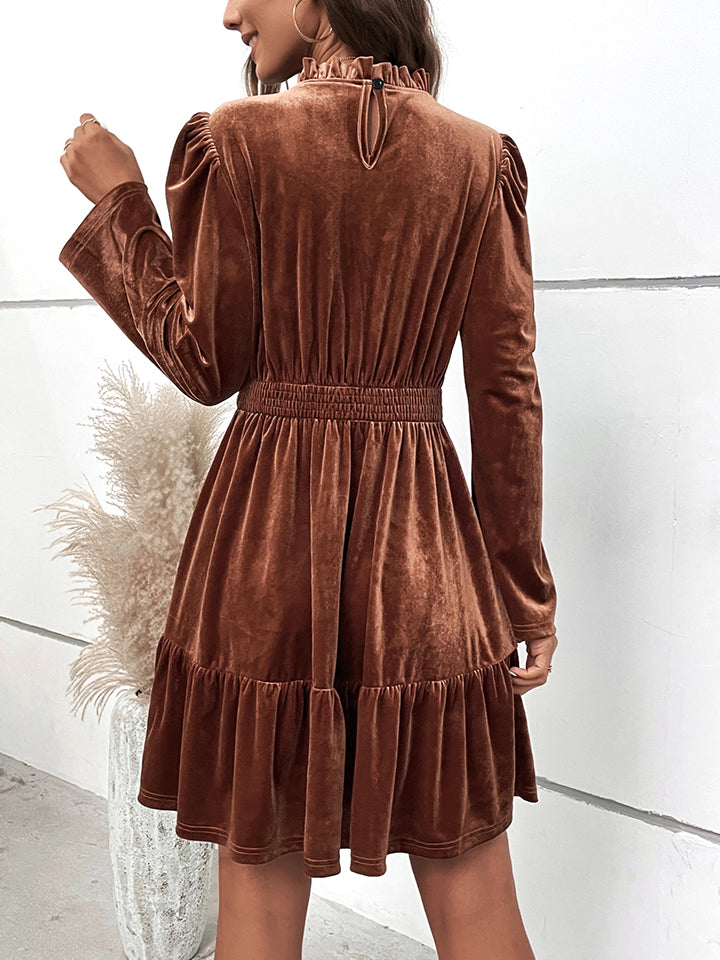 Smocked Waist Long Sleeve Dress - Guy Christopher 