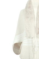 Striped Fringe Detail Long Sleeve Poncho - Guy Christopher 