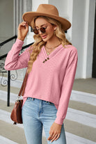 V-Neck Long Sleeve Blouse - Guy Christopher 