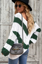 Woven Right Chevron Cable-Knit V-Neck Tunic Sweater - Guy Christopher 