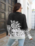 Snowflake Pattern Mock Neck Sweater - Guy Christopher 