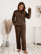 Teddy Long Sleeve Top and Pants Lounge Set - Guy Christopher 