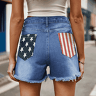 US Flag Distressed Denim Shorts - Guy Christopher 